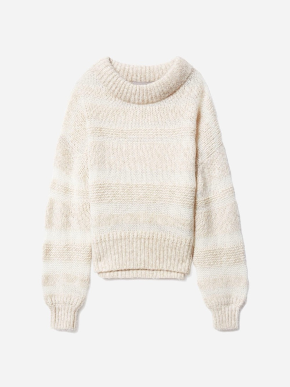 Everlane The Puff Sweater Heathered Oat Wool Cotton Blend Size Medium - Picture 3 of 13